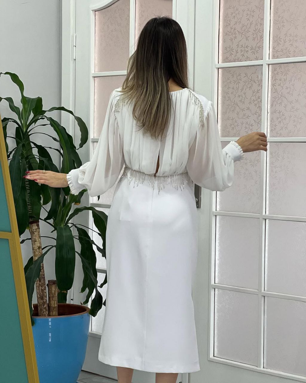 Elegant White Satin Dress