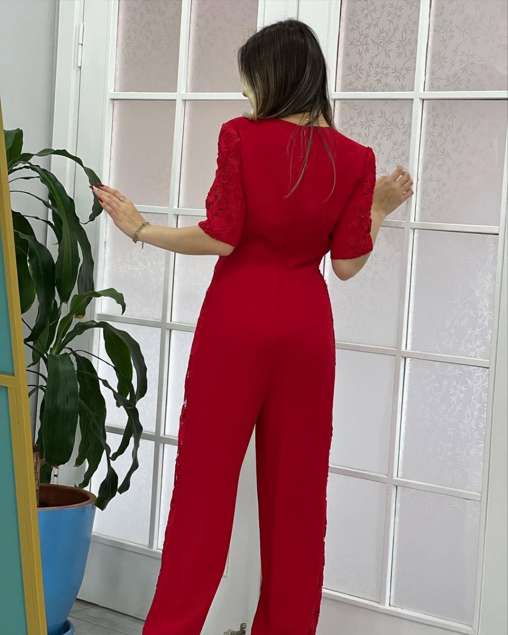 Elegant Red Floral Jumpsuit