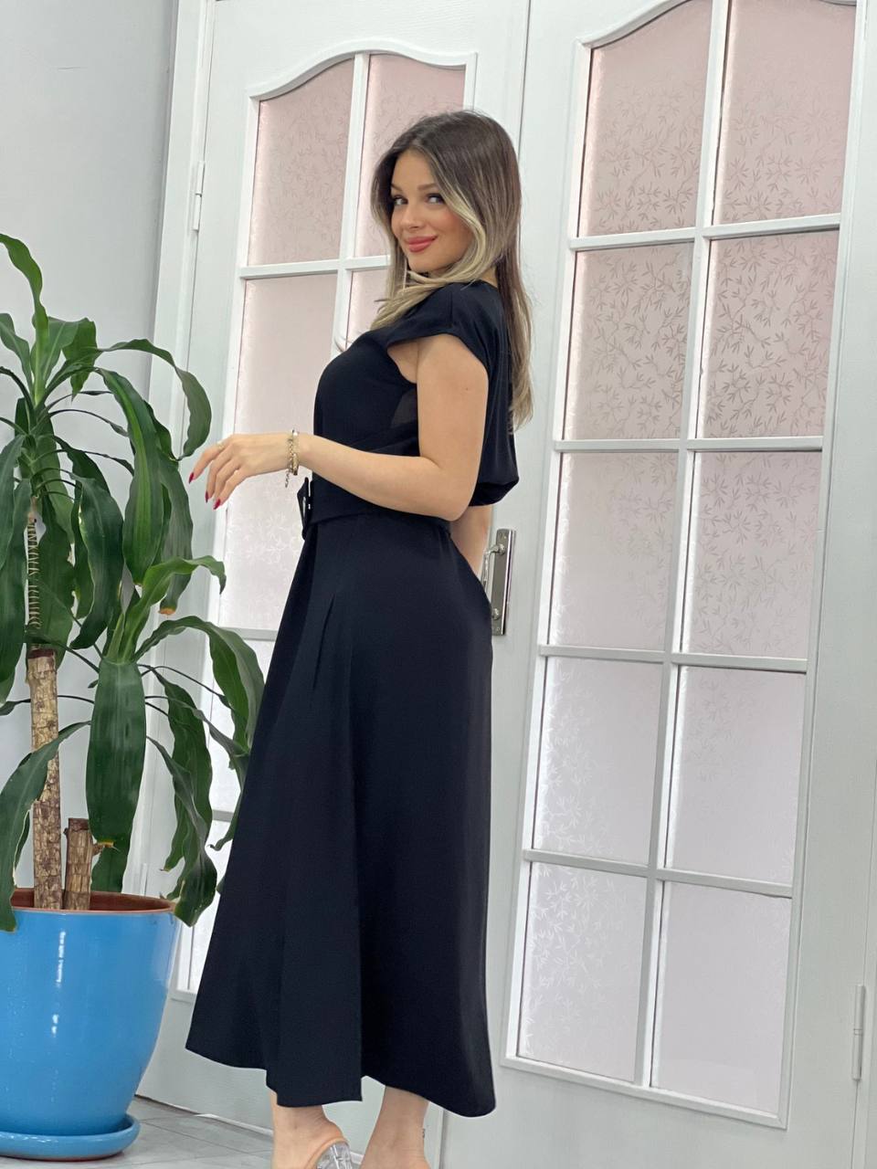 Elegant Midi Belted Dress