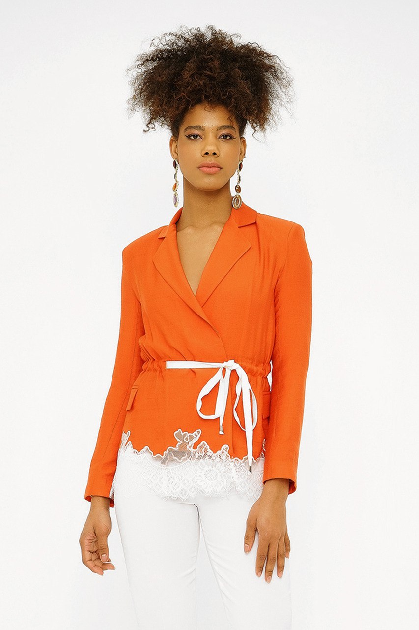 Lace Hem Fitted Blazer