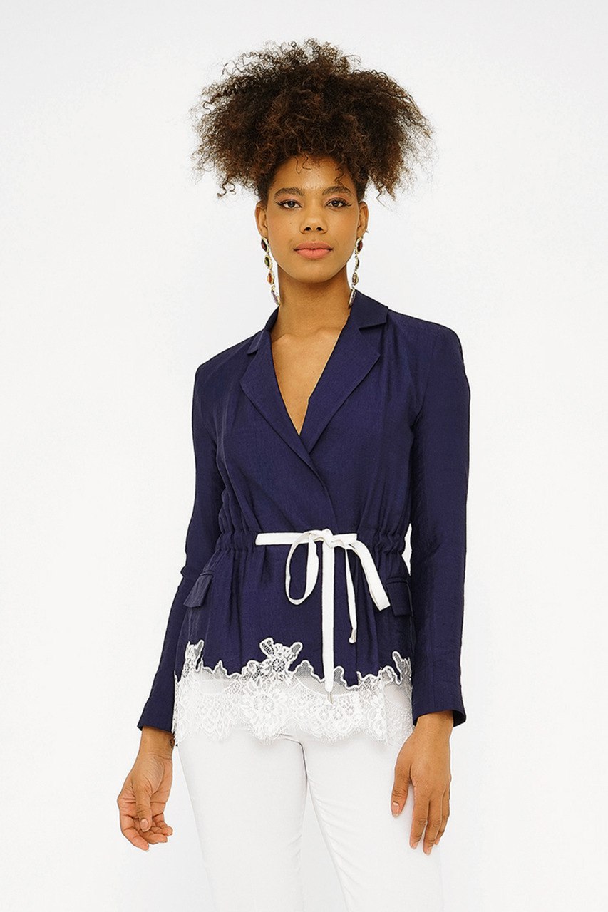 Lace Hem Fitted Blazer