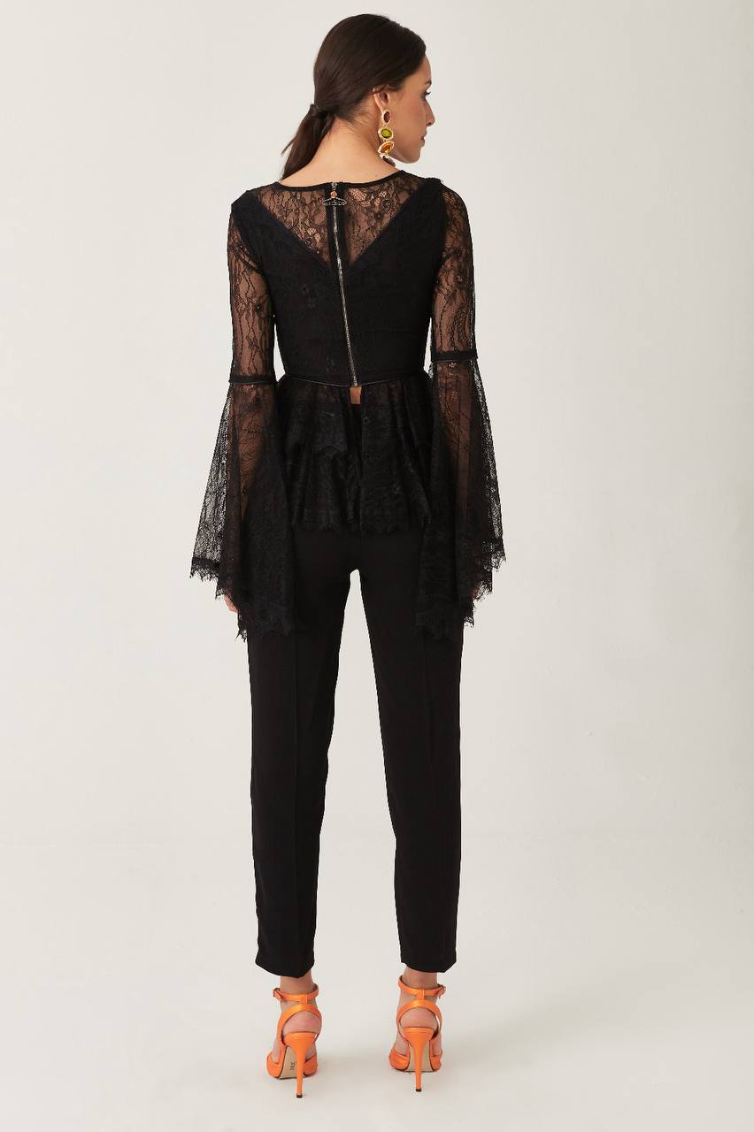 Elegant Lace Sleeve Two-Piece Set