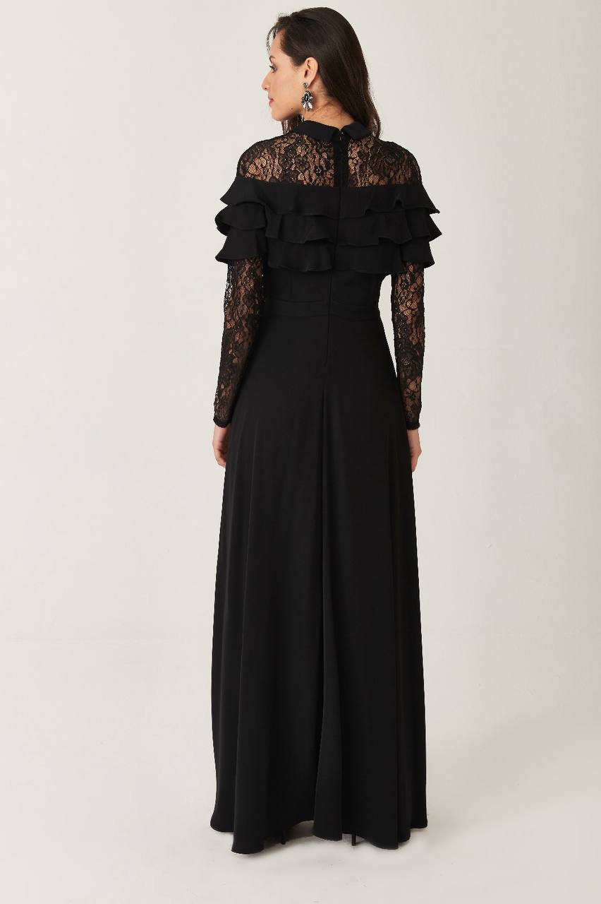 Elegant Black Lace Maxi Dress