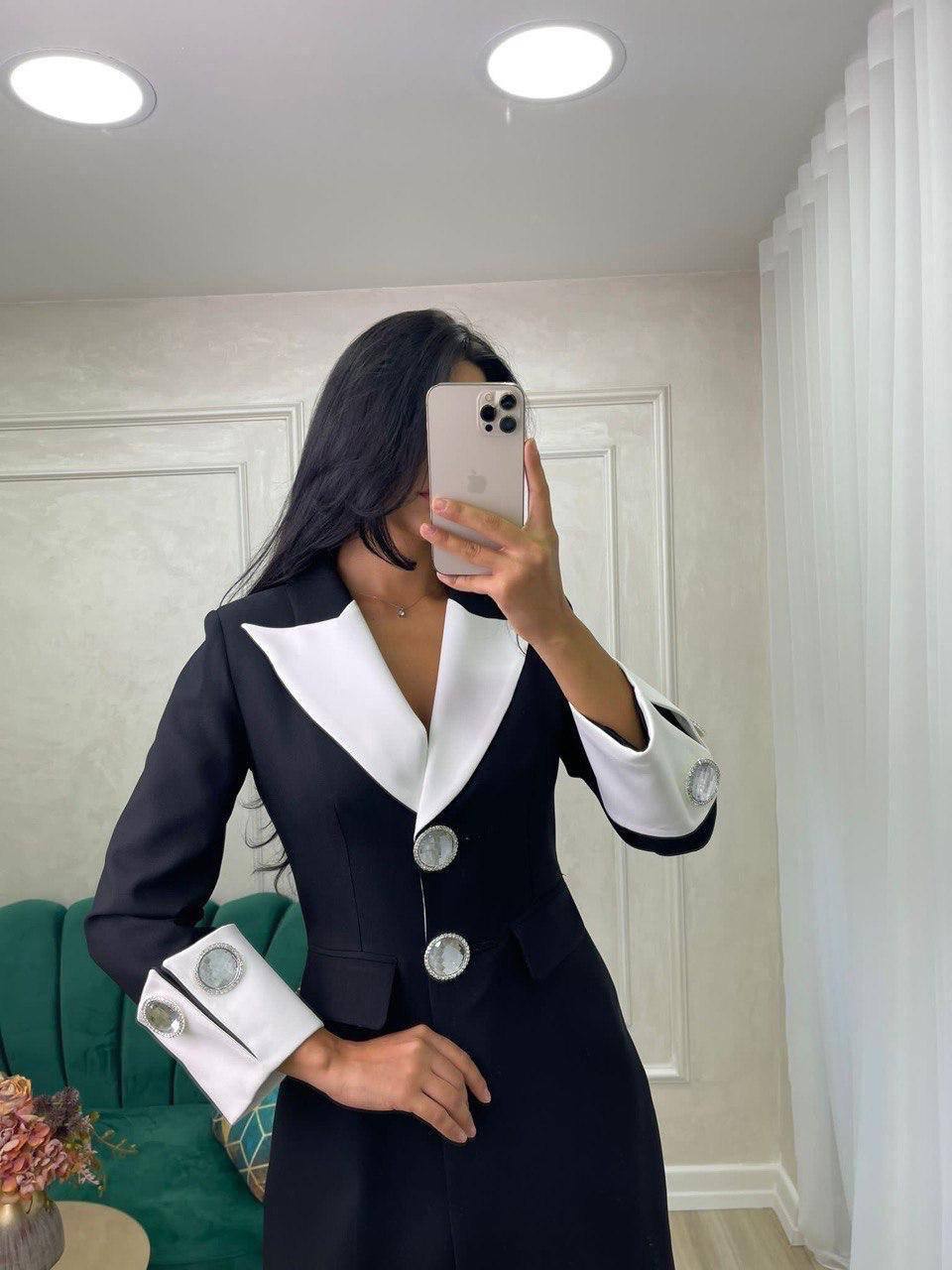 Abito Blazer Elegante Donna – Bicolore Bianco/Nero
